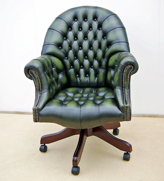 Green chesterfield office chair discount