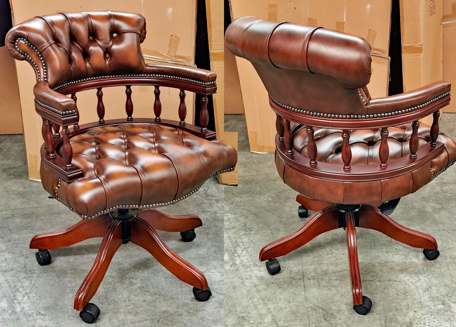 English Chesterfield Office Chair. Captains Swivel Chair Antique Tan Etsy