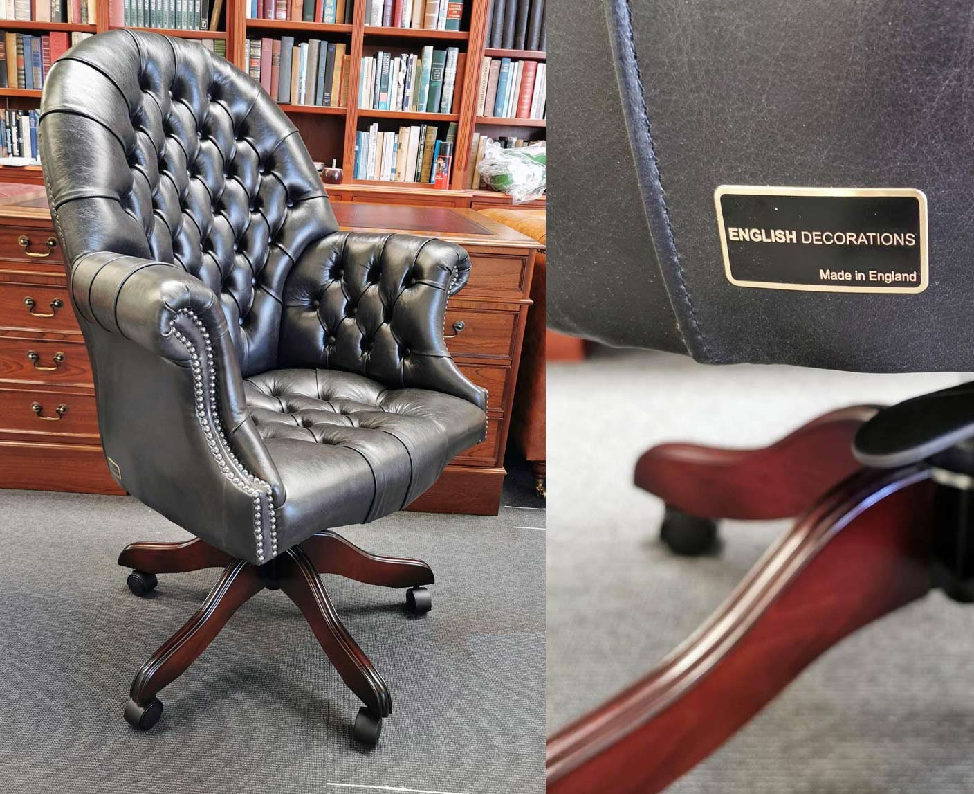 Leather chesterfield swivel chair hotsell