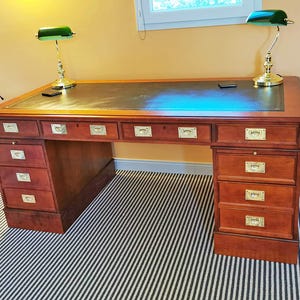 Military-Style English Cherry Wood Desk – Custom Made
