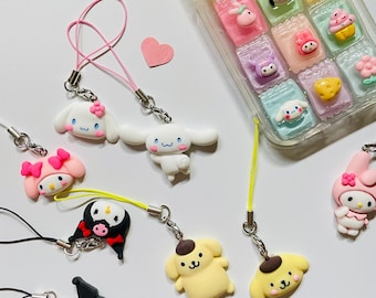 Cutest Sanrio Charm gift | Keychain Cinnamoroll Pompompurin Kuromi My Melody Hello Kitty adorable Phone Charm trinket