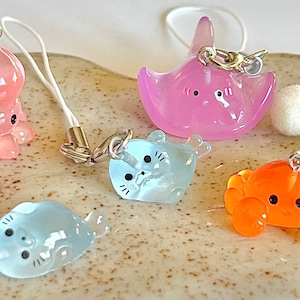 Kawaii Ocean Creature Phone Charm | Y2K Pufferfish Keychain Baby seal 2.