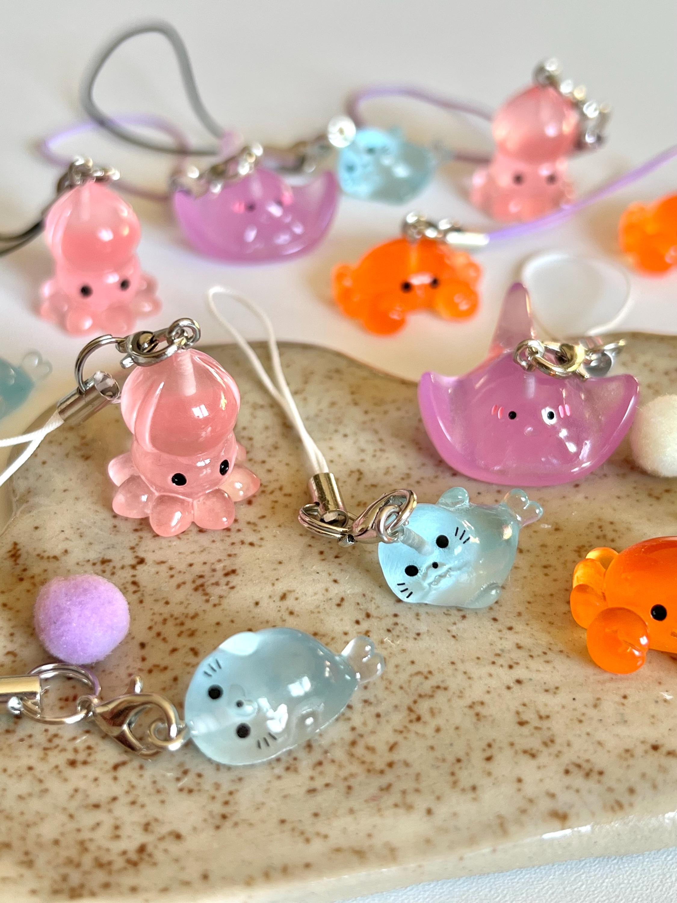 かわいい海の生き物の携帯チャーム | Y2Kキーチェーンストラップ 