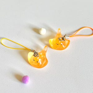 Kawaii Ocean Creature Phone Charm | Y2K Pufferfish Keychain Orange stingray