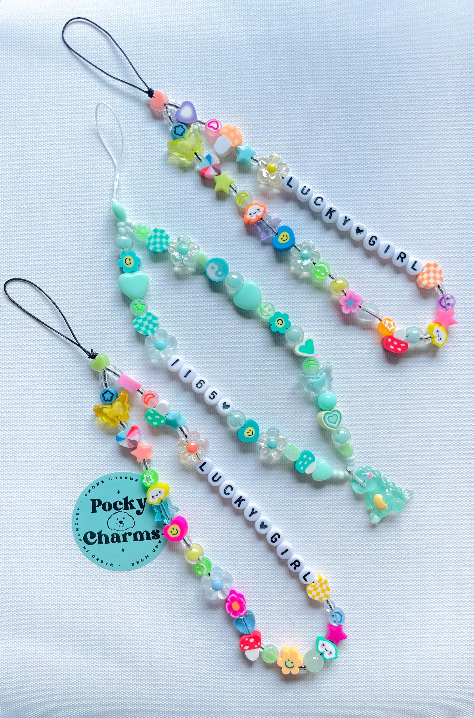 90s Phone Charm | Custom Gift Phone Strap Y2k Kawaii Beaded