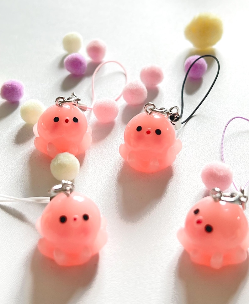 Kawaii Ocean Creature Phone Charm | Y2K Pufferfish Keychain Big octopus