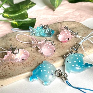 Whale Shark Jelly Ocean creatures | Pink cute y2k Small Phone Charm Clear Sea Dumbo  Jellyfish Keychain Gift Kawaii Lanyard Trinket