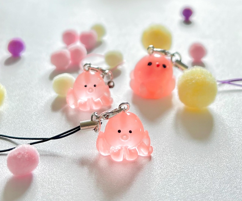Kawaii Ocean Creature Phone Charm | Y2K Pufferfish Keychain Mini octopus