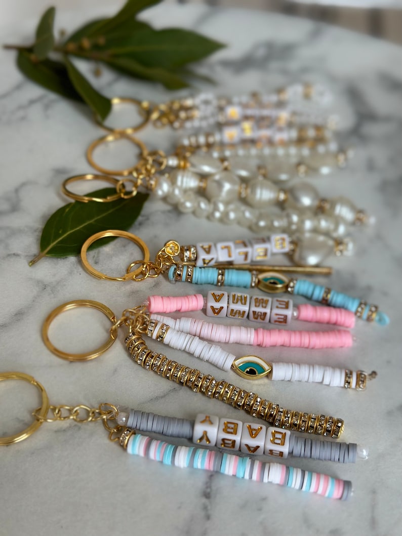 Create Your Own Keychain. Personalized Pearly Gold Keychain Etsy