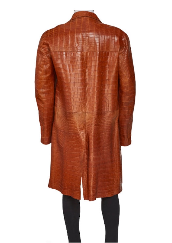 Prada Men's Leather Crocodile Embossed Long Jacket Prada Men's Leather Crocodile Embossed Long Jacket