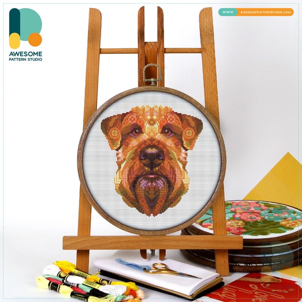 Mandala Irish Terrier CS2120 - Counted Cross Stitch Pattern | Embroidery PDF Pattern Download | Cross Stitch Kits | How To Cross Stitch