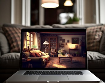 Living Room Desktop Background - Desktop Wallpaper - Computer Wallpaper - Computer - PC - Macbook - Laptop - Digital Instant Download