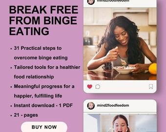 Break free from Binge Eating  | Food Workbook | Food Freedom | Self-discovery Journal | Weight Loss Tracker | Meal Planner |Food Tracker