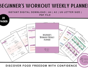 Fitness Planner Printable, Weight Loss Tracker, Workout Planner, Goal Planner, Food Journal, Meal Planner, PDF Instant Download, A5,A4 print