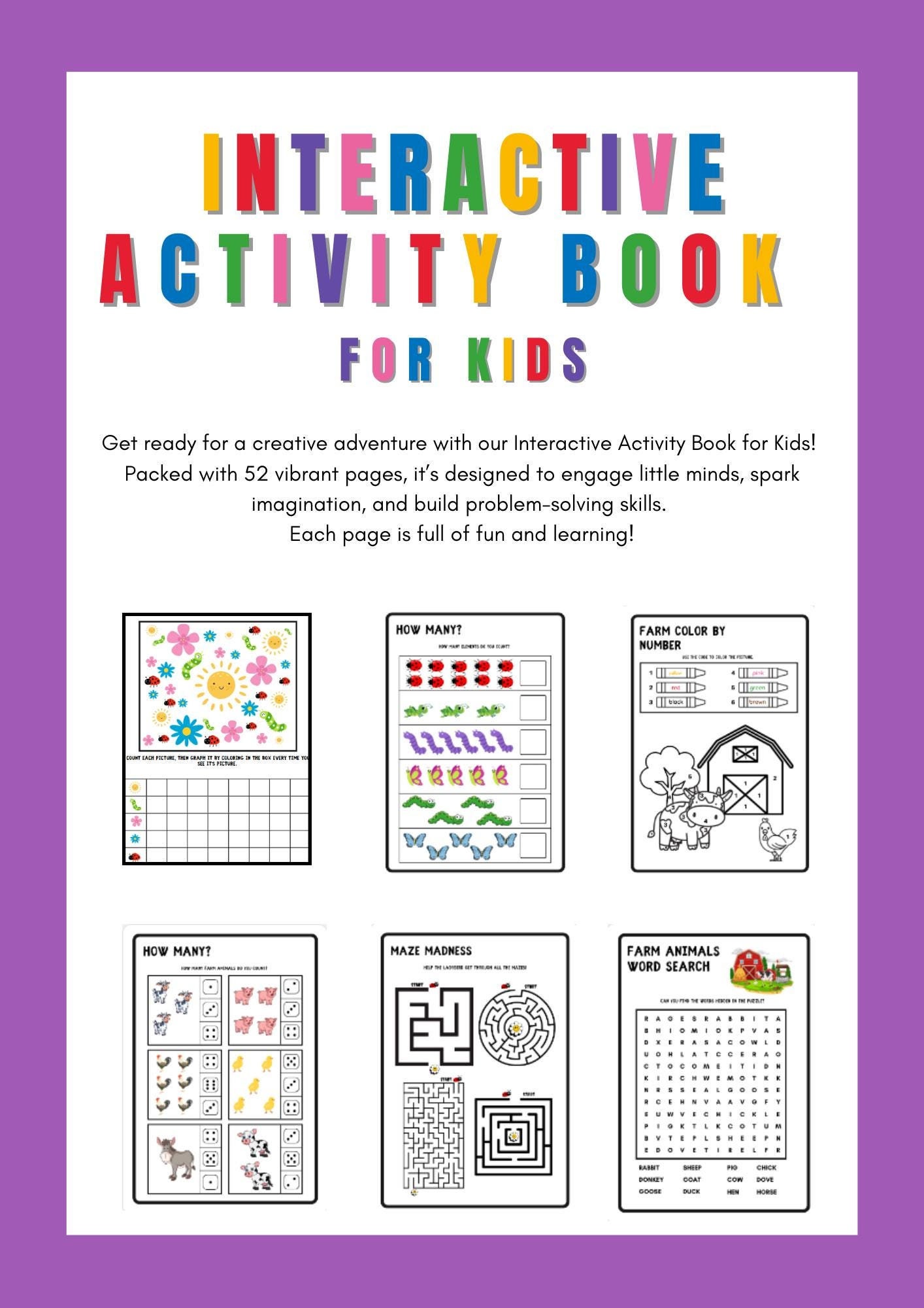 Interactive Kids Activity Book | Colour by Number & Learning Fun ...