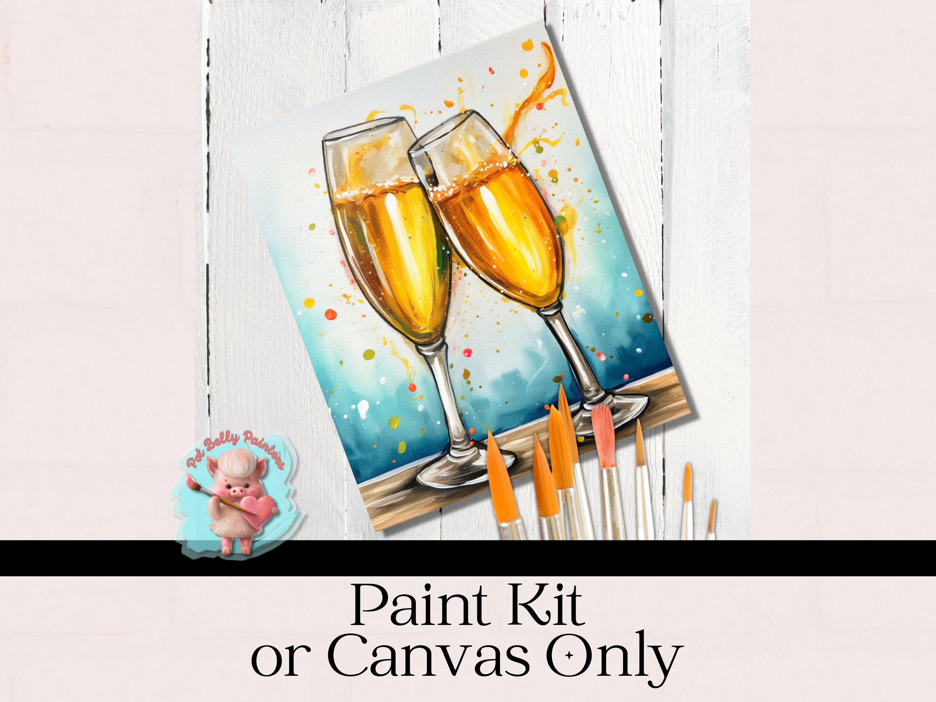 Paint and Sip Kit Complete With ALL Supplies, EASEL Included 