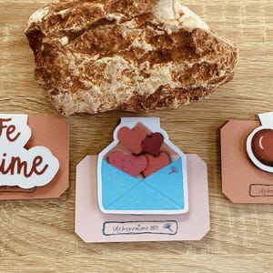Marcadores magnéticos laminados. Patrones: Corazón, Te amo, Carta romántica, Idea de regalo original y única para lectores y amantes