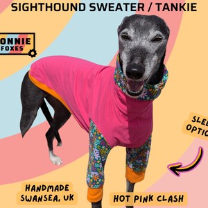 Made to Order: Cotton Sweater for Sighthounds | Bright Pink Orange Floral | Tankie T-Shirt Jumper PJs Coat | Greyhound Whippet Iggy Lurcher