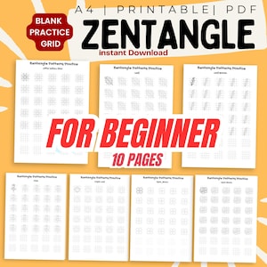 Zentangle Drawing Practice Sheets for Beginners | Nature Theme | Flowers & Leaves | Printable PDF (10 Pages)