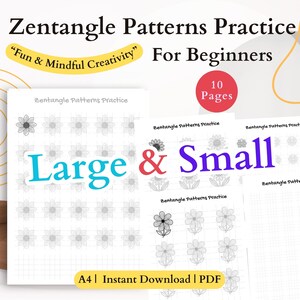 Zentangle Practice Sheets for Beginners | 12 Page Floral & Mandala Drawing Kit | Printable PDF Download