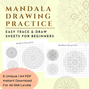 Mandala Spåra & Rita – Nybörjarvänliga Linjeövningsblad (A4 PDF)