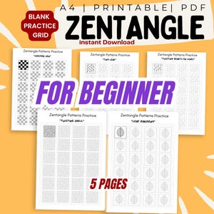 Zentangle Practice Sheets PDF – A4 Printable Hand-Drawn Patterns for Mindful Drawing & Art Journaling | Instant Digital Download