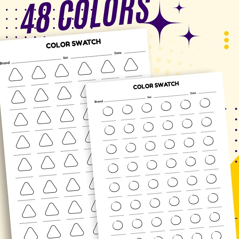 Color Swatch Chart: 48 Colors, 6 Layouts (printable PDF) - Etsy