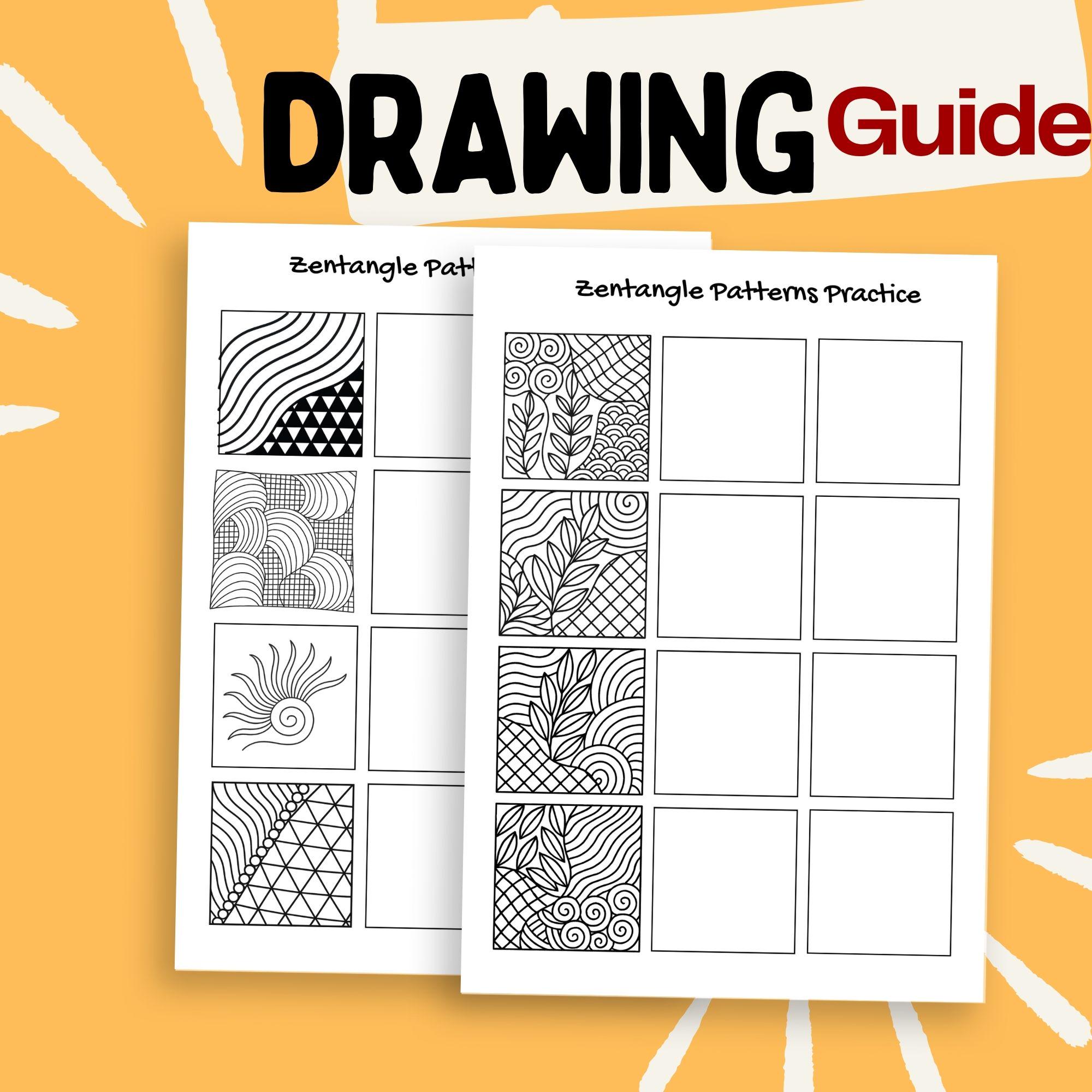 Zentangle Practice Kit – 280 Pattern Prompts + 11 Printable PDF Pages ...