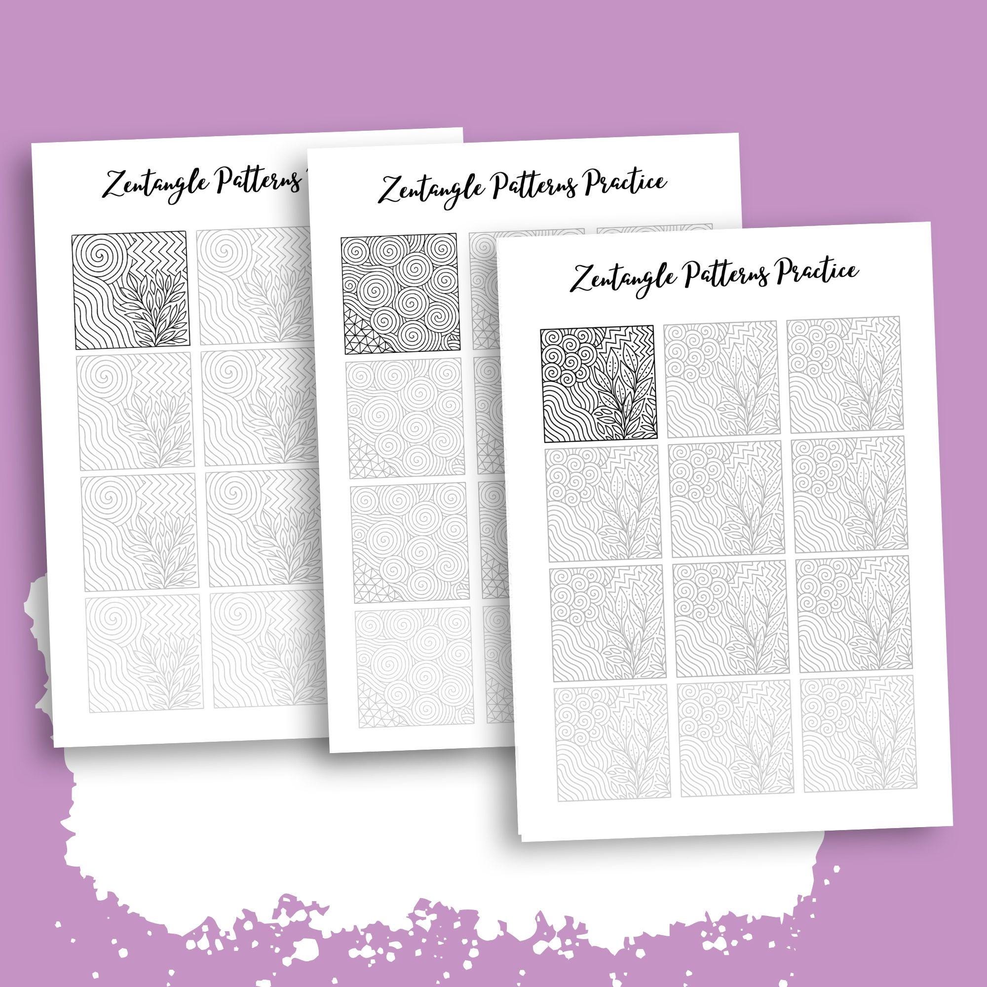 Zentangle Patterns Practice Sheets | 13-page Printable Mindful Drawing ...
