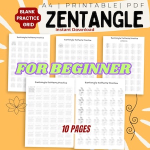 Zentangle Practice Sheets PDF – A4 Printable Hand-Drawn Patterns for Mindful Drawing & Art Journaling | Instant Digital Download