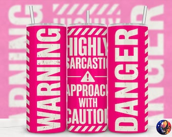 Highly Sarcastic Approach With Caution Funny Sassy Tumbler Wrap, Trendy Adult Humor, Seamless 20 oz Sublimation Design, PNG Digital Download