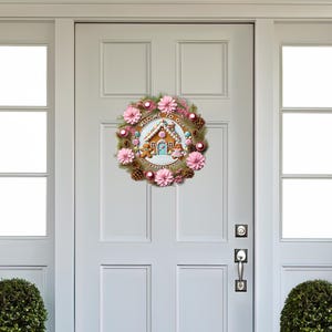 Pastel Welcome to Our Gingerbread House Sign Round Door Hanger Design ...