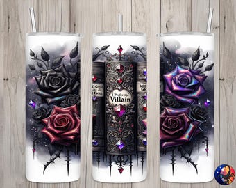 Seamless Romantasy I Prefer The Villain Book Lover Design, Book 20oz Skinny Straight Tumbler Sublimation, Tumbler Wrap, PNG Digital Download