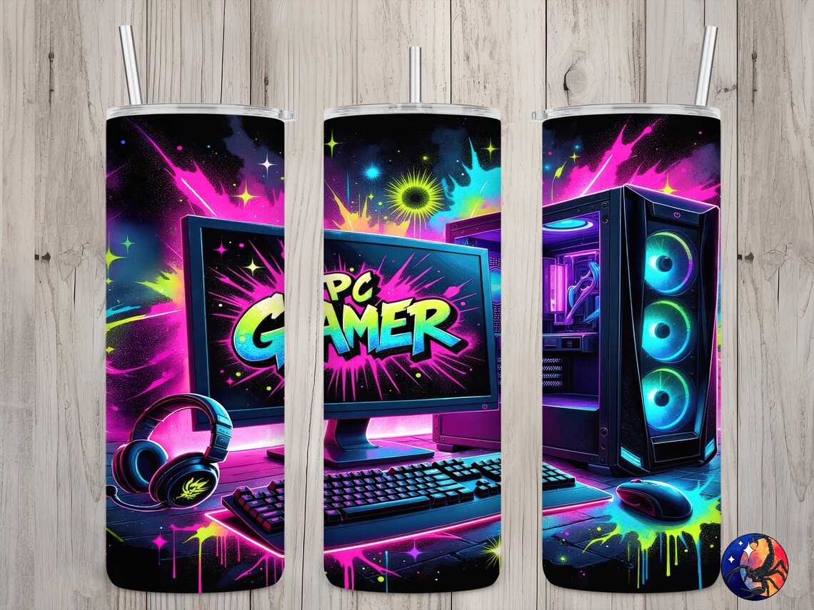 Seamless Neon Graffiti PC Gamer Video Game Computer Setup Design ...