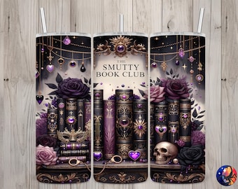 Sömlös The Smutty Book Club bokälskare design, böcker 20 oz smal rak tumbler sublimeringsdesign, tumblerwrap, PNG digital nedladdning