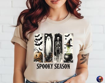 Spooky Season Vintage Brushstroke PNG, Halloween, Ghost, Witch, T-Shirt, Sweatshirt, Trendy Sublimation Design, PNG Digital Download, DTF