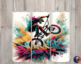 Seamless Graffiti BMX Racing Rider Design, BMX Motocross 20oz Skinny Straight Tumbler Sublimation Design, Tumbler Wrap, PNG Digital Download