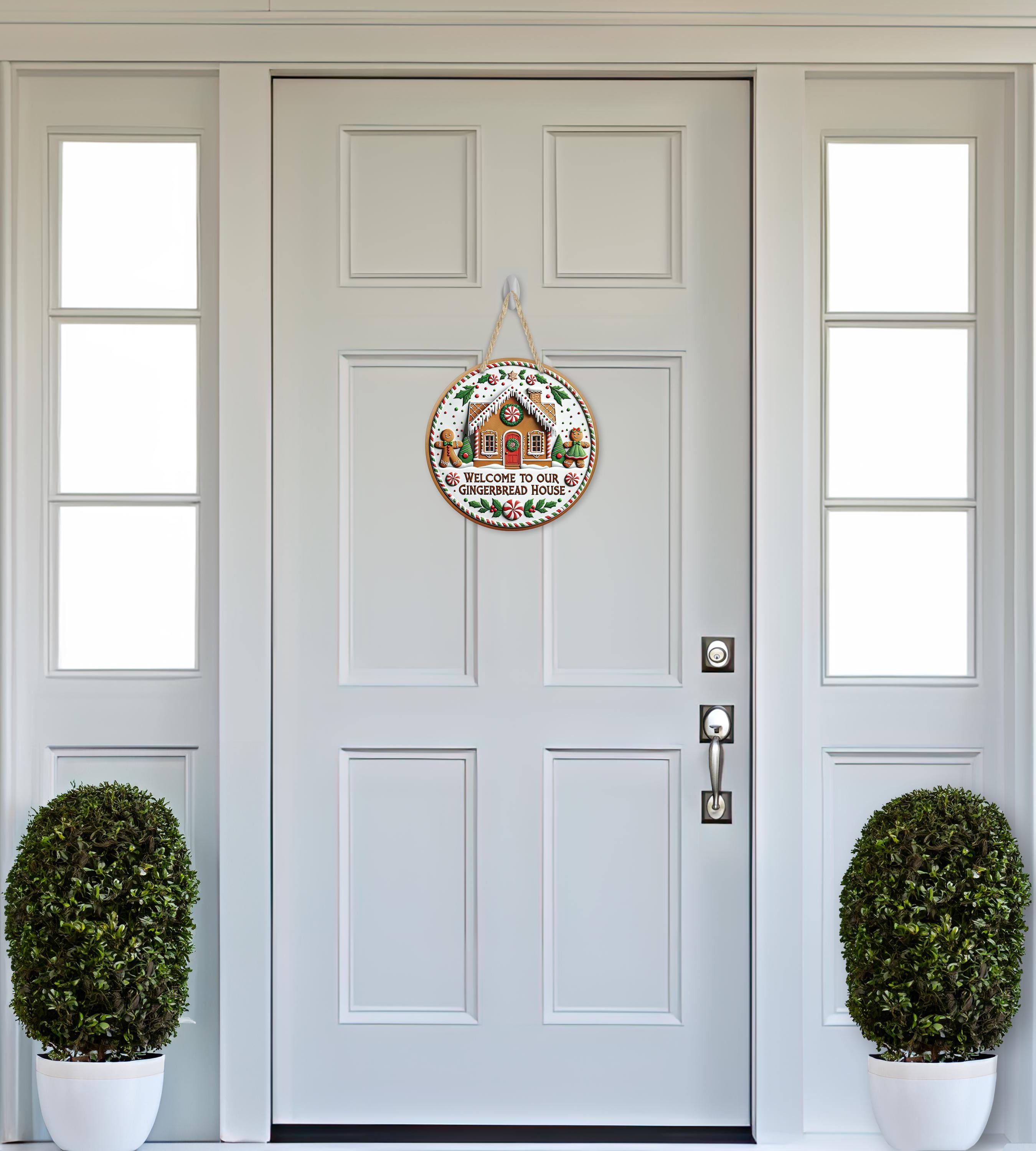 Welcome to Our Gingerbread House Sign Round Door Hanger Design ...