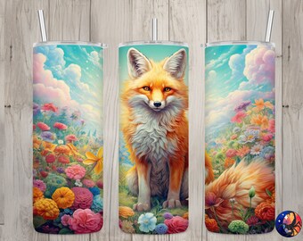Oilpainting Fox Tumbler Wrap PNG, Fox 20 Oz Skinny Tumbler Sublimation ...