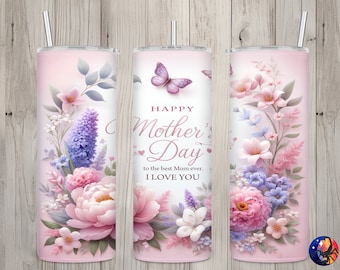 Seamless Happy Mother&#39;s Day Best Mom Ever Design, Mom 20 oz Skinny Straight Tumbler Sublimation Design, Tumbler Wrap, PNG Digital Download