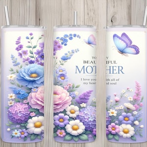 Nahtlos zu meinem schönen Mutter-Blumenmuster, Mom 20 Unze Skinny Straight Tumbler Sublimationsdesign, Tumbler Wrap, PNG Digital Download