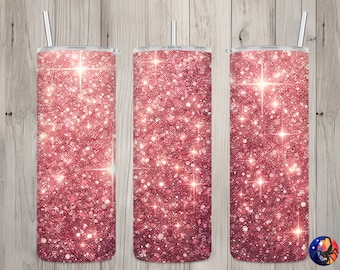 Seamless Sparkling Pink Glitter Design, Glitter 20 oz Skinny Straight Tumbler Sublimation Design, Tumbler Wrap, PNG File, Digital Download