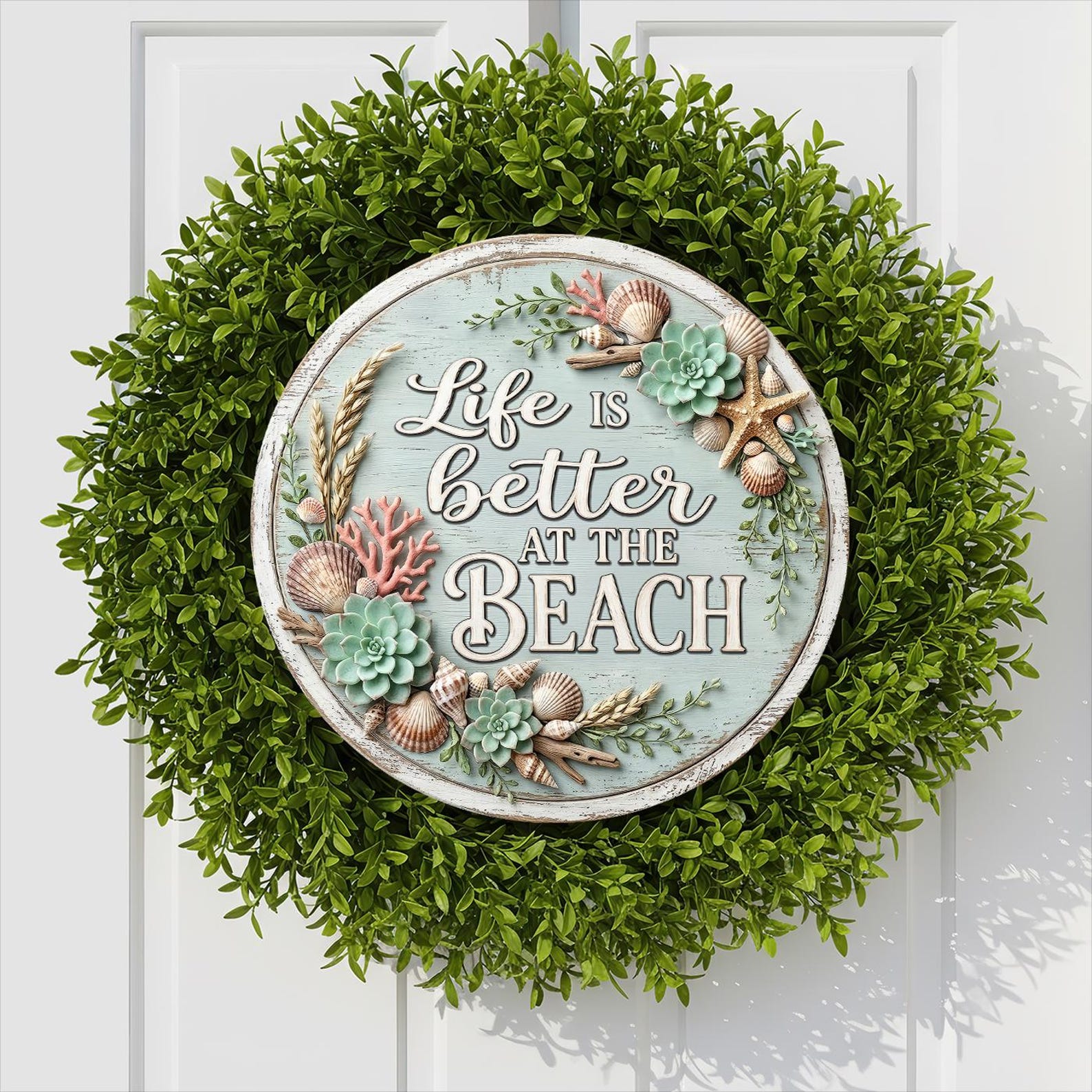 3D Life is Better at the Beach Boho Rustic Door Hanger PNG, Coastal ...