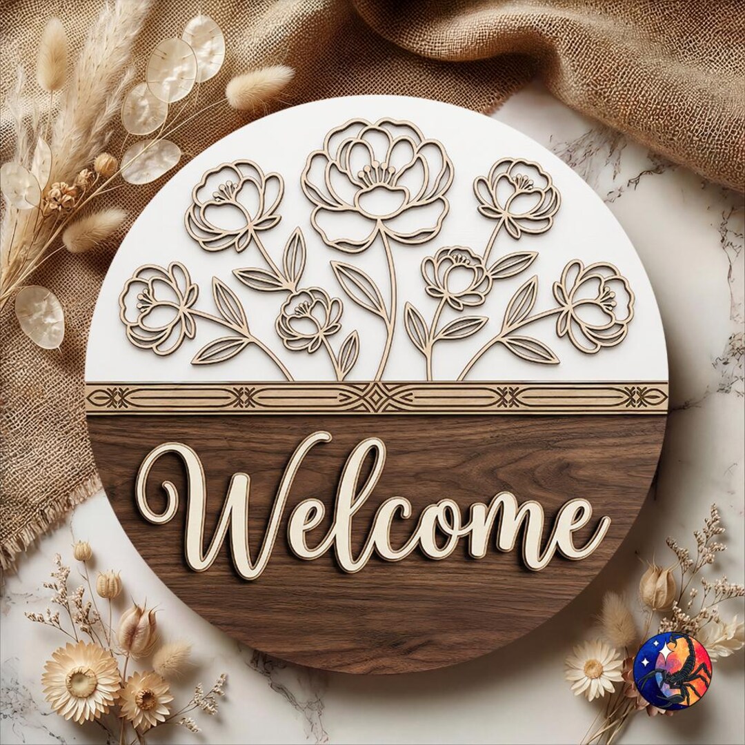 3D Welcome Rose Floral Wooden Door Hanger PNG, Spring, Summer, Flowers ...