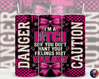 I'm A B*tch Retro Coquette Funny Sarcastic Tumbler Wrap, Sassy, Trendy Adult Humor, Seamless 20 oz Sublimation Design, PNG Digital Download
