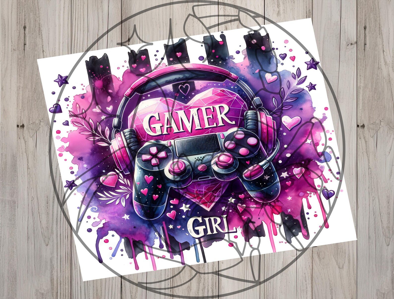 Seamless Gamer Girl Controller & Headset Design, Gaming 20 Oz Skinny ...