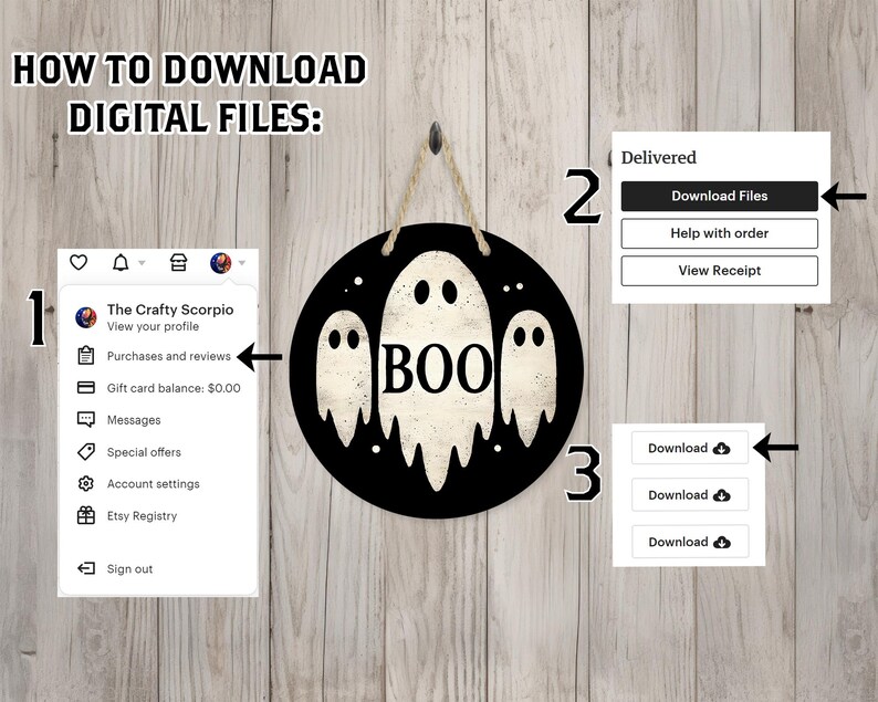 Rustic Boo Sign Rustic Boo Ghost Trio Vintage Sign Round Door Hanger Design, Halloween ...