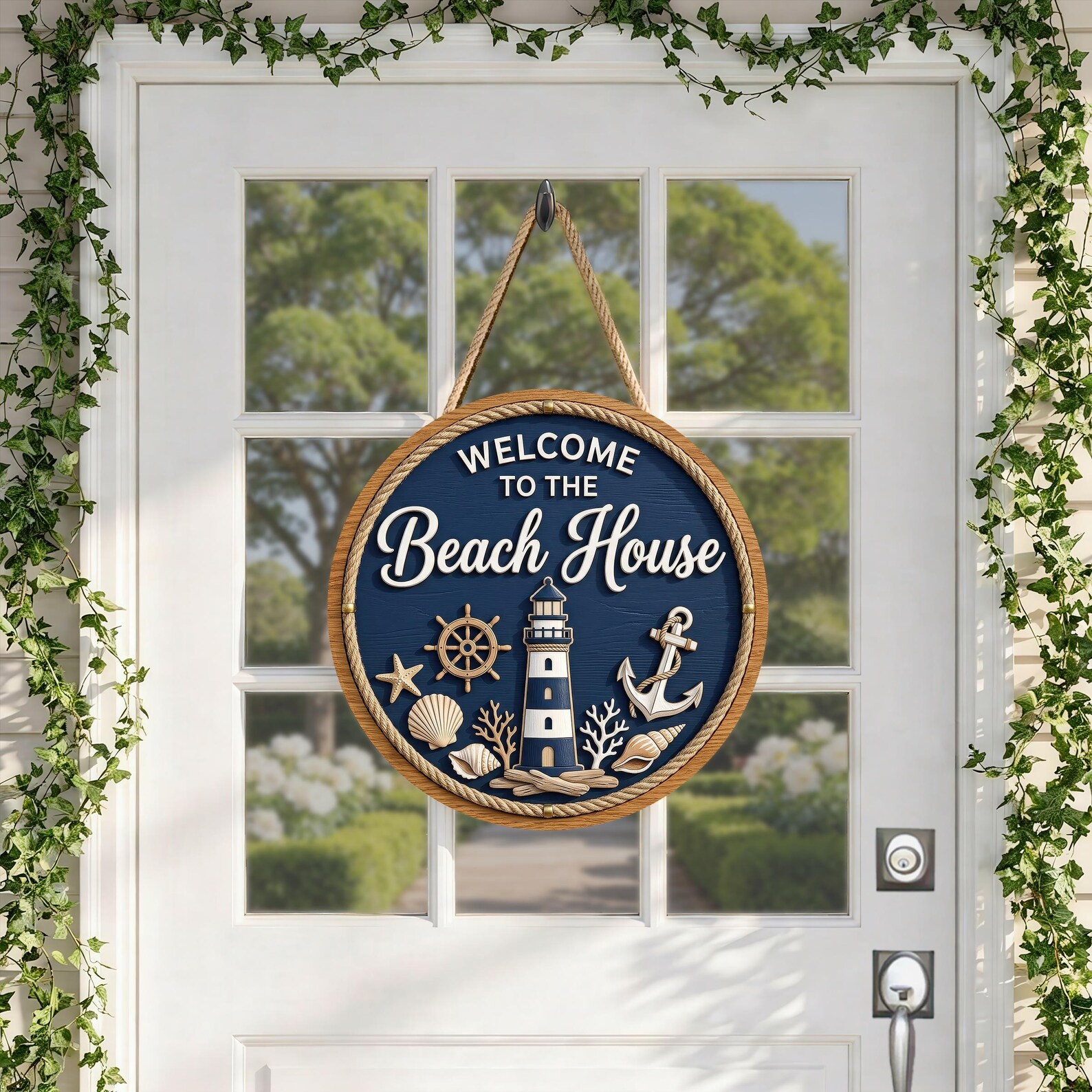 3D Welcome to the Beach House Nautical Door Hanger PNG, Coastal Summer ...