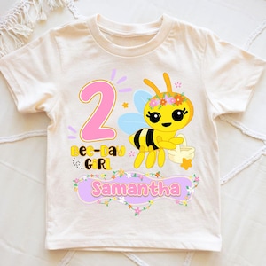 Personalized Little Bee Birthday T shirt, 1st Bee Plin Plin Party Theme, Family Birthday Tee, Gift for Girls, Custom Name and age,Unisex Tee