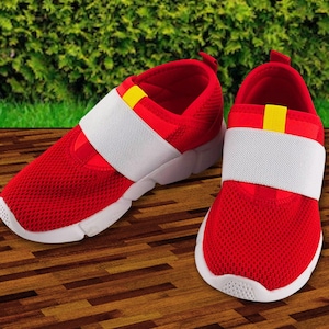 Kids Hedgehog Embroidered Sneakers, Custom Cosplay Shoes with Gift Rings, Gift for Halloween, Halloween Costume